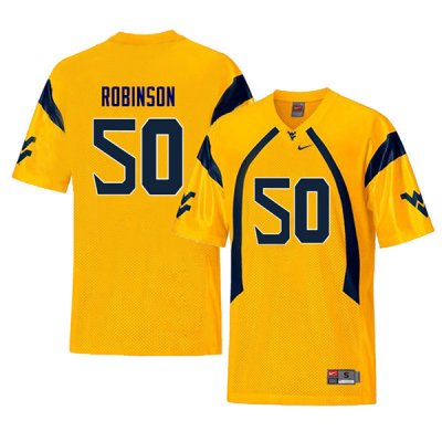 Men's West Virginia Mountaineers NCAA #50 Jabril Robinson Yellow Authentic Nike Throwback Stitched College Football Jersey TZ15Q73FT